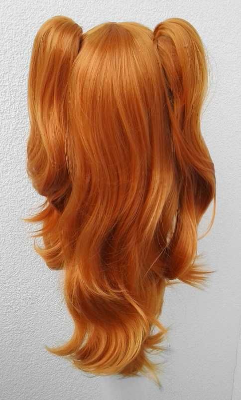 NGE Asuka cosplay wig ruda pomarańczowa peruka z kitkami