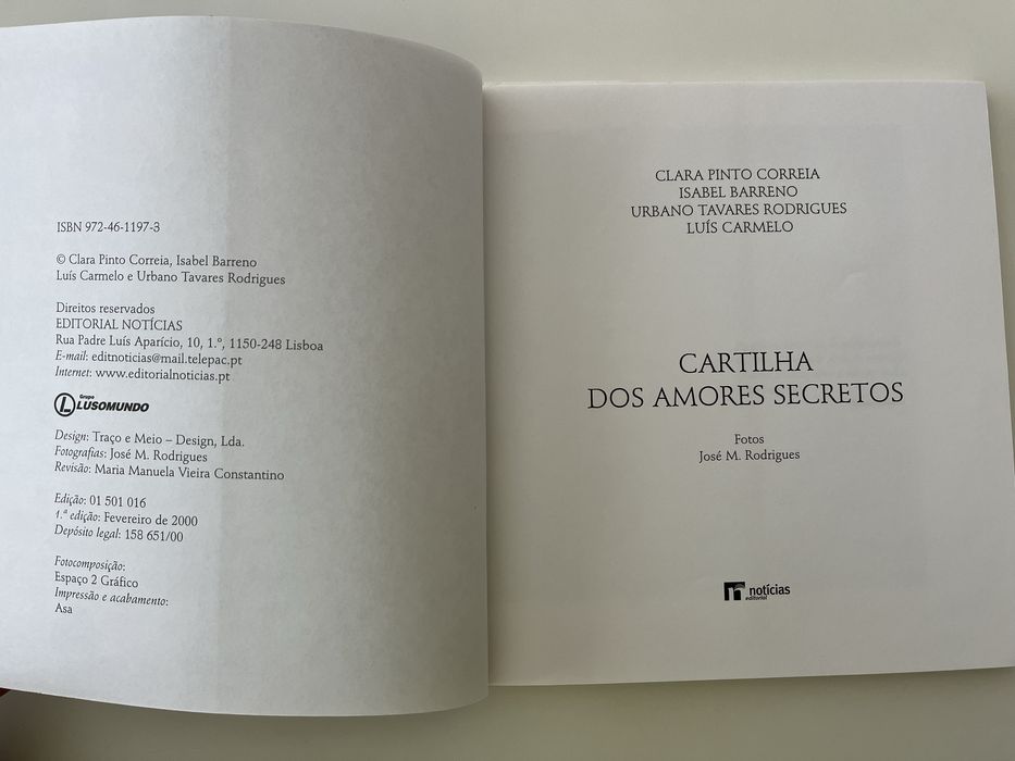 Livro “Cartilha dos Amores Secretos”, novo