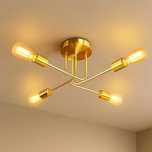 Lampa sufitowa niuniaj 4-płomieniowa złota w stylu industrialnym