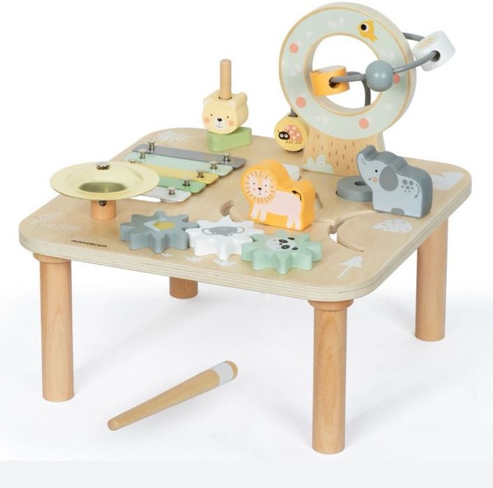 Drewniany stolik edukacyjny 7w1 muzyczny z cymbałkami