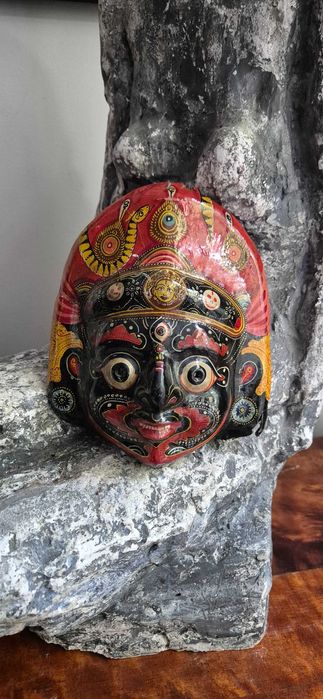 Antyk Rękodzieło Maska Mahakali Kal Bhairava Nepal Tybet papier-mâché