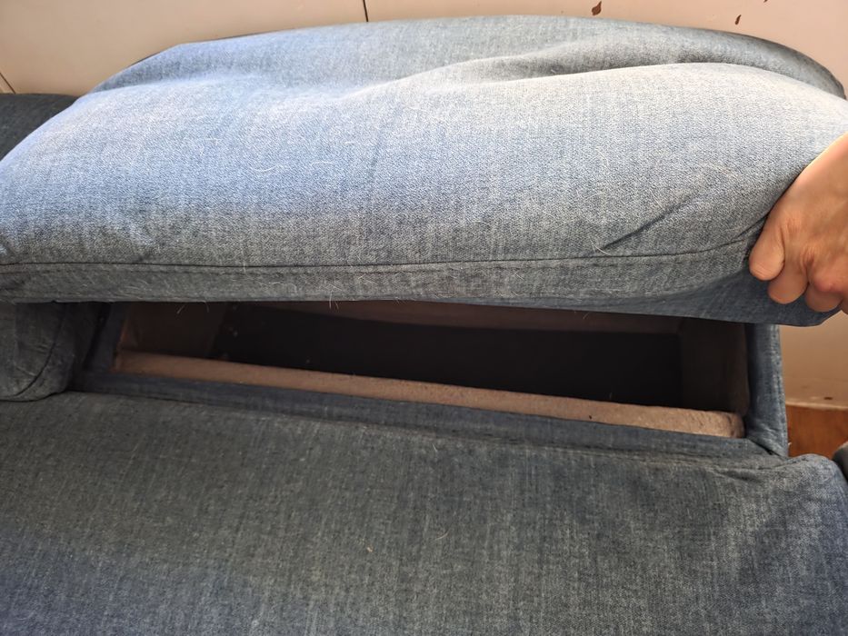 Sofá chaise long + 2 relax + baú