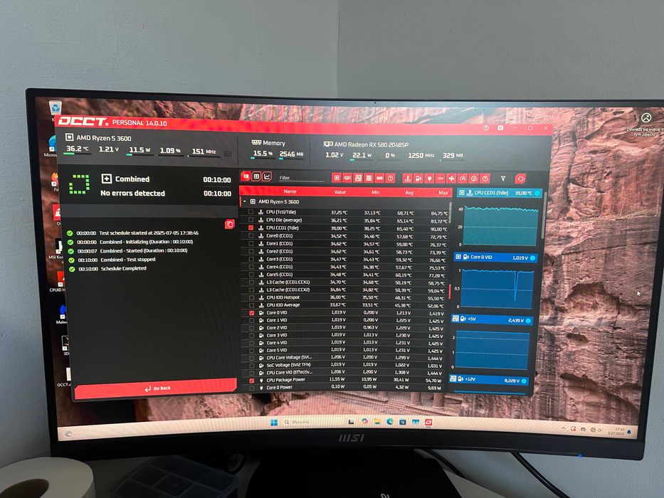 Komputer do gier AMD Ryzen 3600 RX 580 SSD 16 GB FV23% Gwarancja 24M
