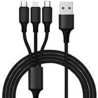 Kabel USB 3w1 lightning microUSB USB-C QC
