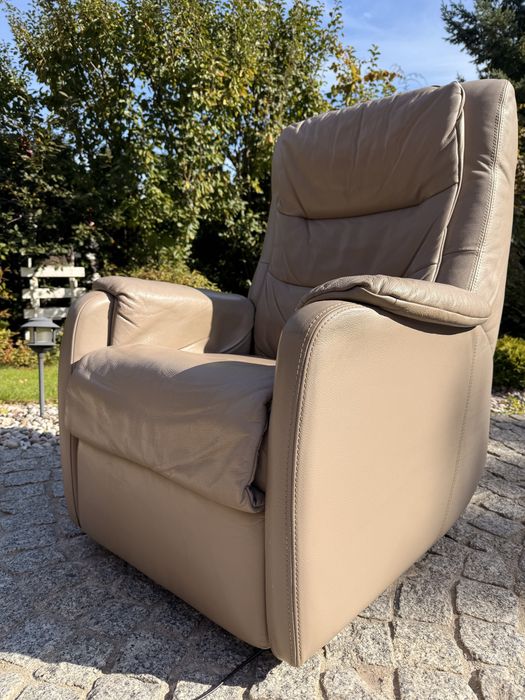 fotel rozkładany relaksacyjny TV elek. z funkcją relax skóra naturalna