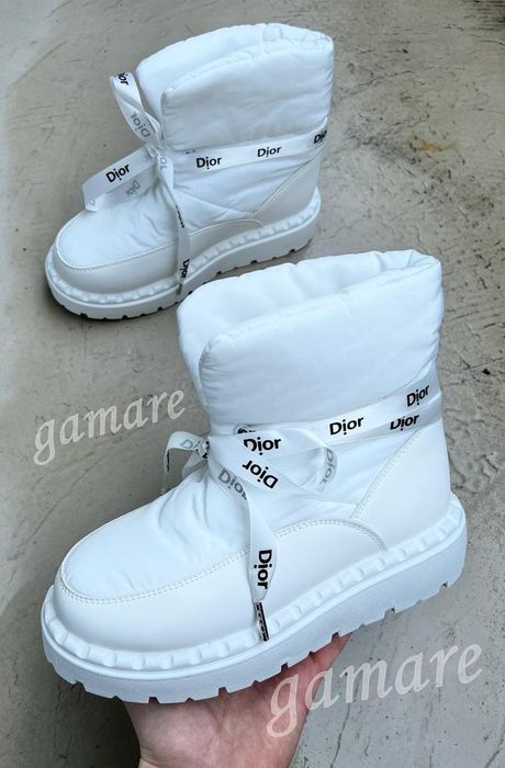 śliczne buty zimowe damskie białe buty DIOR ocieplane śniegowce NOWE