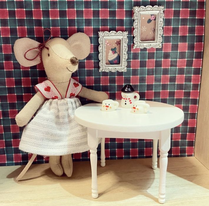 Dwa obrazki w srebrnej ramce dla myszek maileg lalek barbie sylvanian