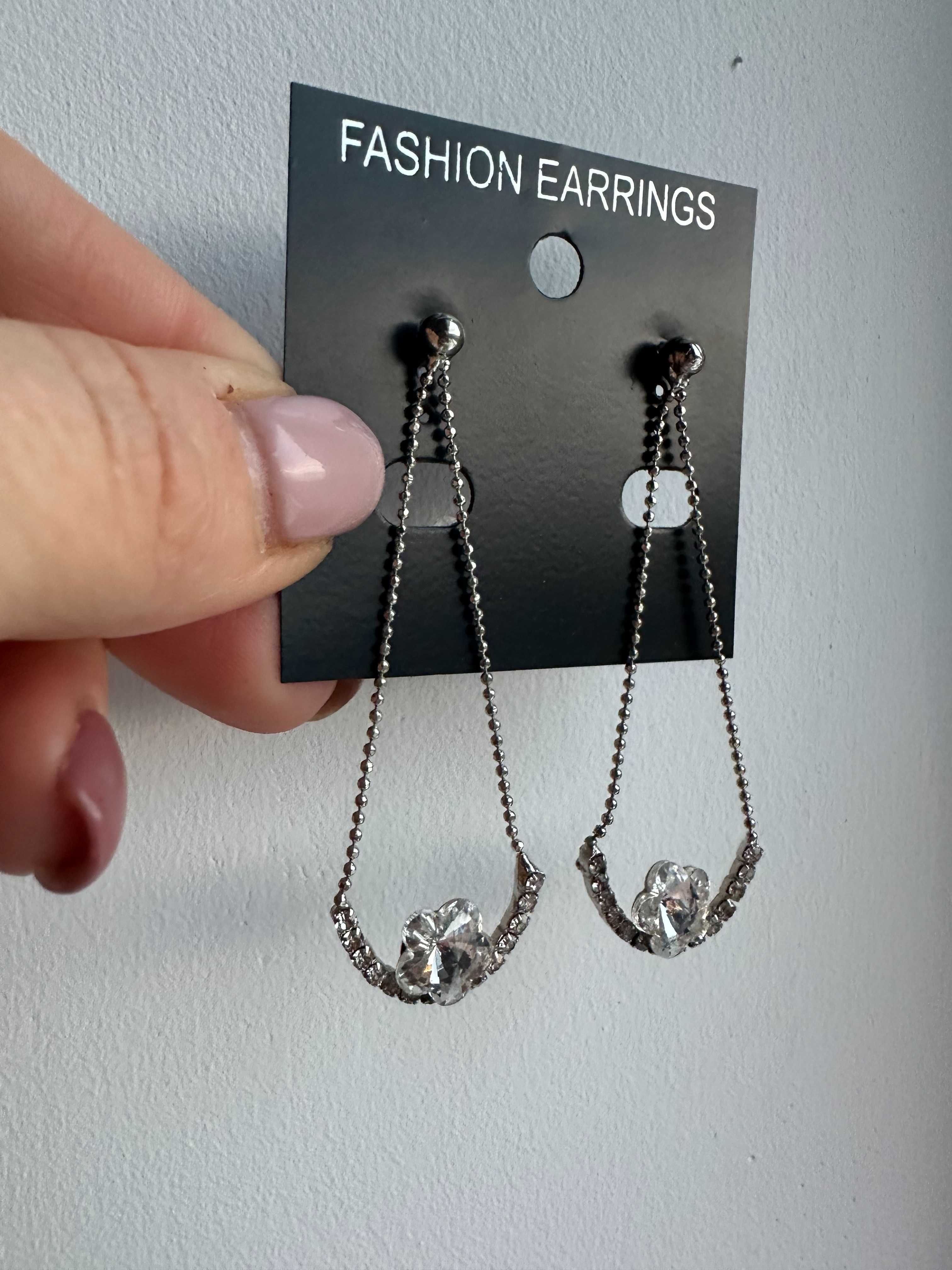 Kolczyki wiszące Nowe z metką Fashion Earrings ze srebrnymi cyrkoniami