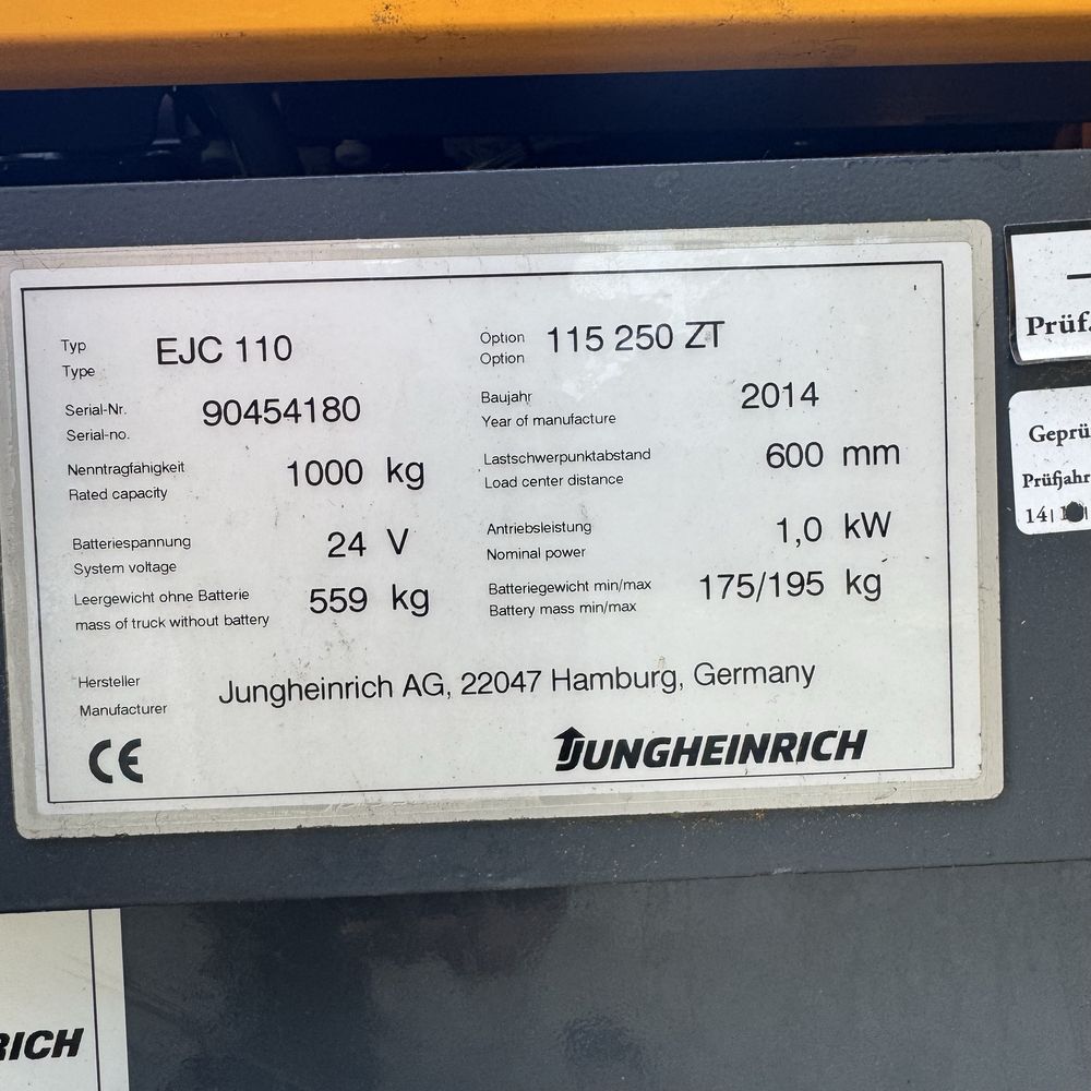 Електричний штабелер Jungheinrich EJC 110 250ZT 2014