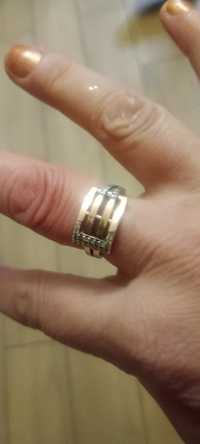 Кольцо серебро с золотыми пластинами