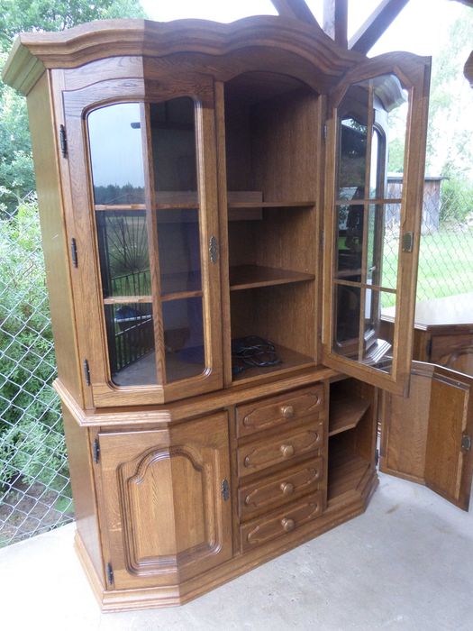 Piękny masywny dębowy kredens witryna FLANDERN stan bdb WYSYŁKA DOWÓZ