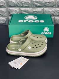 Сабо кроксы Crocs мужские Шлепанцы резиновые цвета хаки 36-45