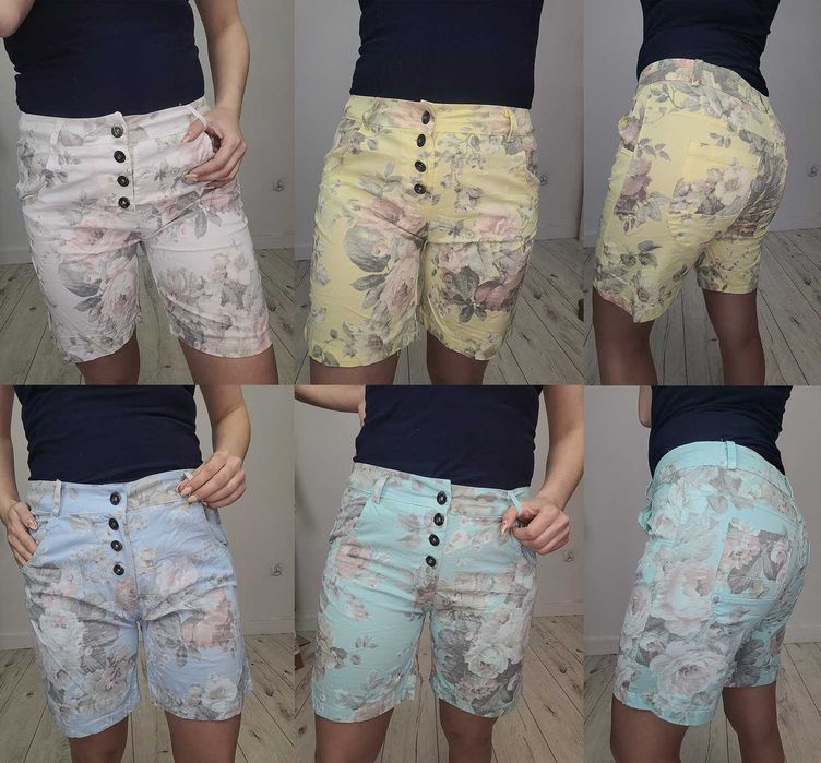 Włoskie spodenki z guzikami dłuższa nogawka r. L