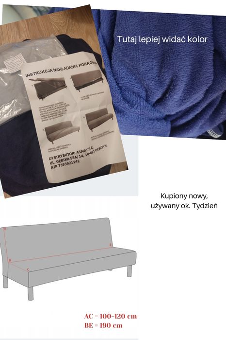 Pokrowiec na kanapę granatowy