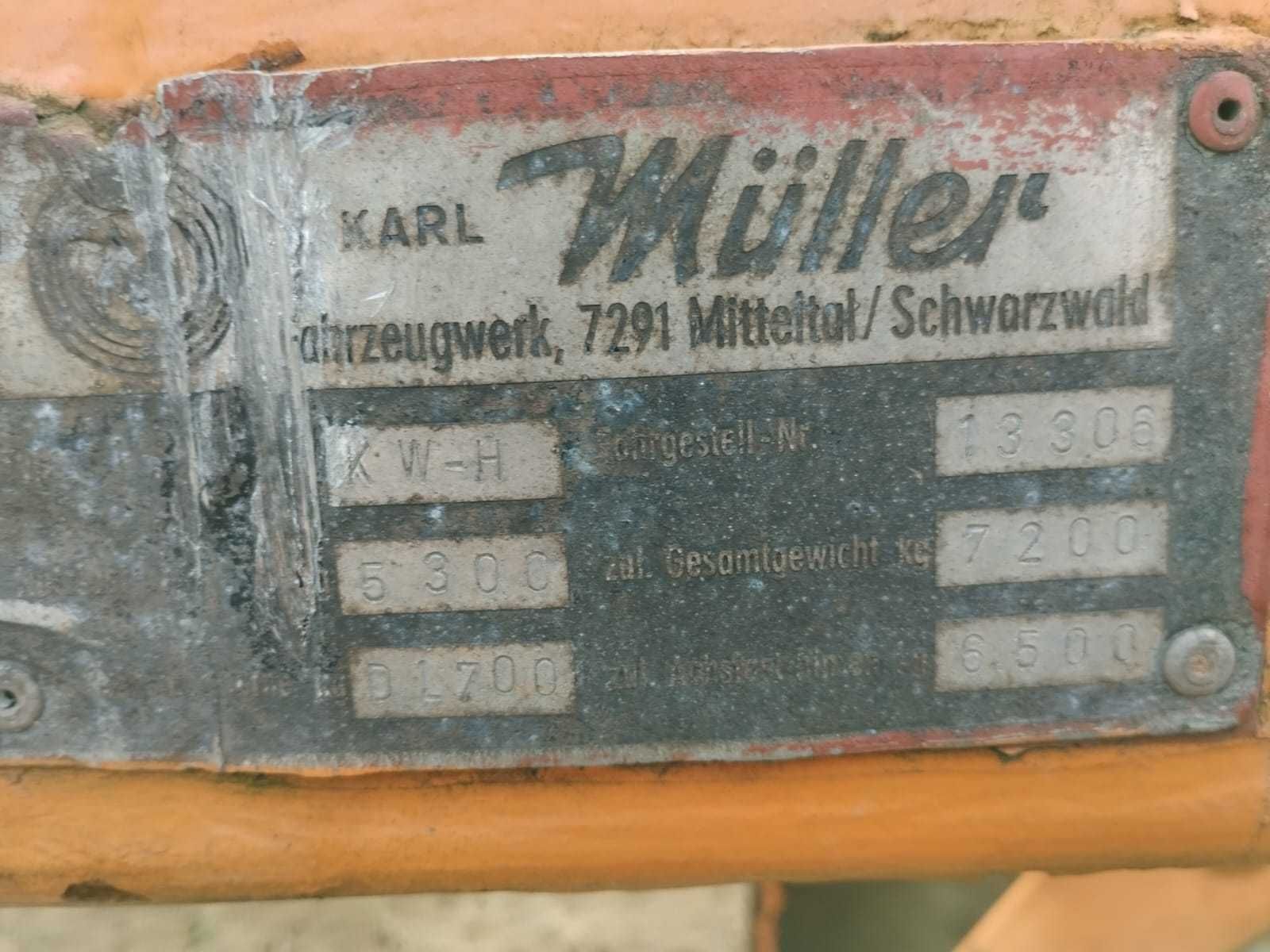 Przyczepa kablowa kablówka do kabli Muller Mitteltal 7,2 tony bębnów