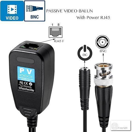 Vimvip Balun Wideo Rj45 Na Bnc Nadajnik Do Kamer Monitorujących