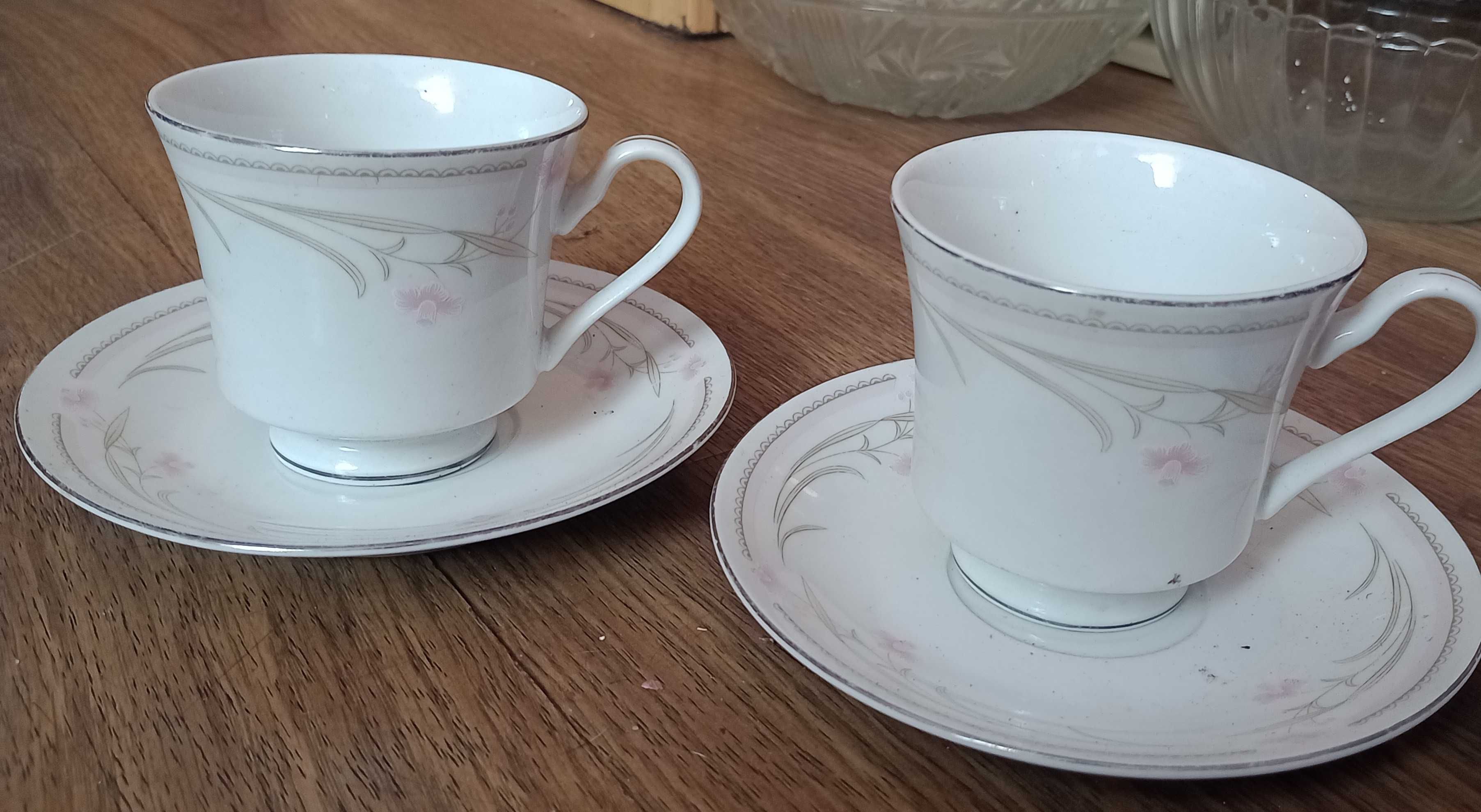 Serwis kawowy porcelana angielska wzorowany vintage retro 4 szt