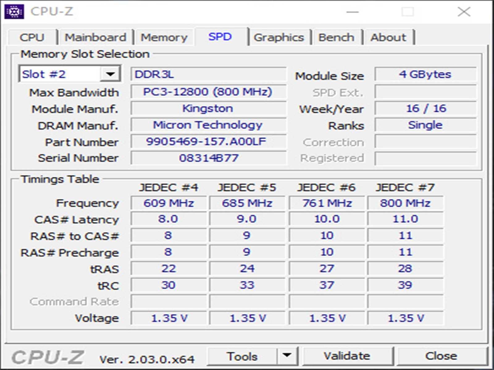 DDR3 4GB KingSton 12800 L