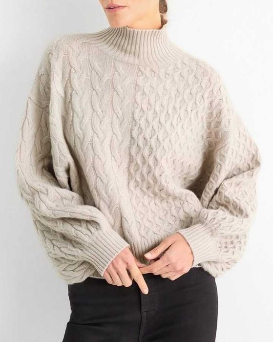 Новый 100% кашемир свитер оверсайз с высоким воротом гольф кашемировый