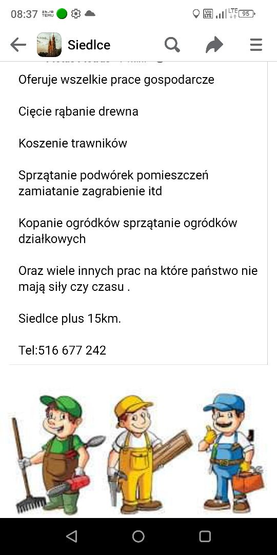 Oferuje usługi gospodarcze /transport  rzeczy