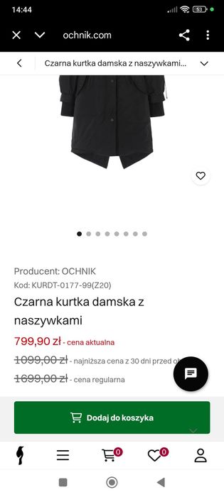 Piękna kurtka damska parka kaptur naturalny jenot Ochnik S