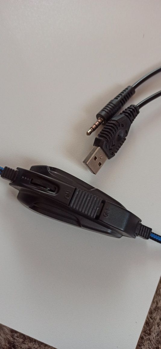 Słuchawki gamingowe mikrofon usb mini jack podświetlane