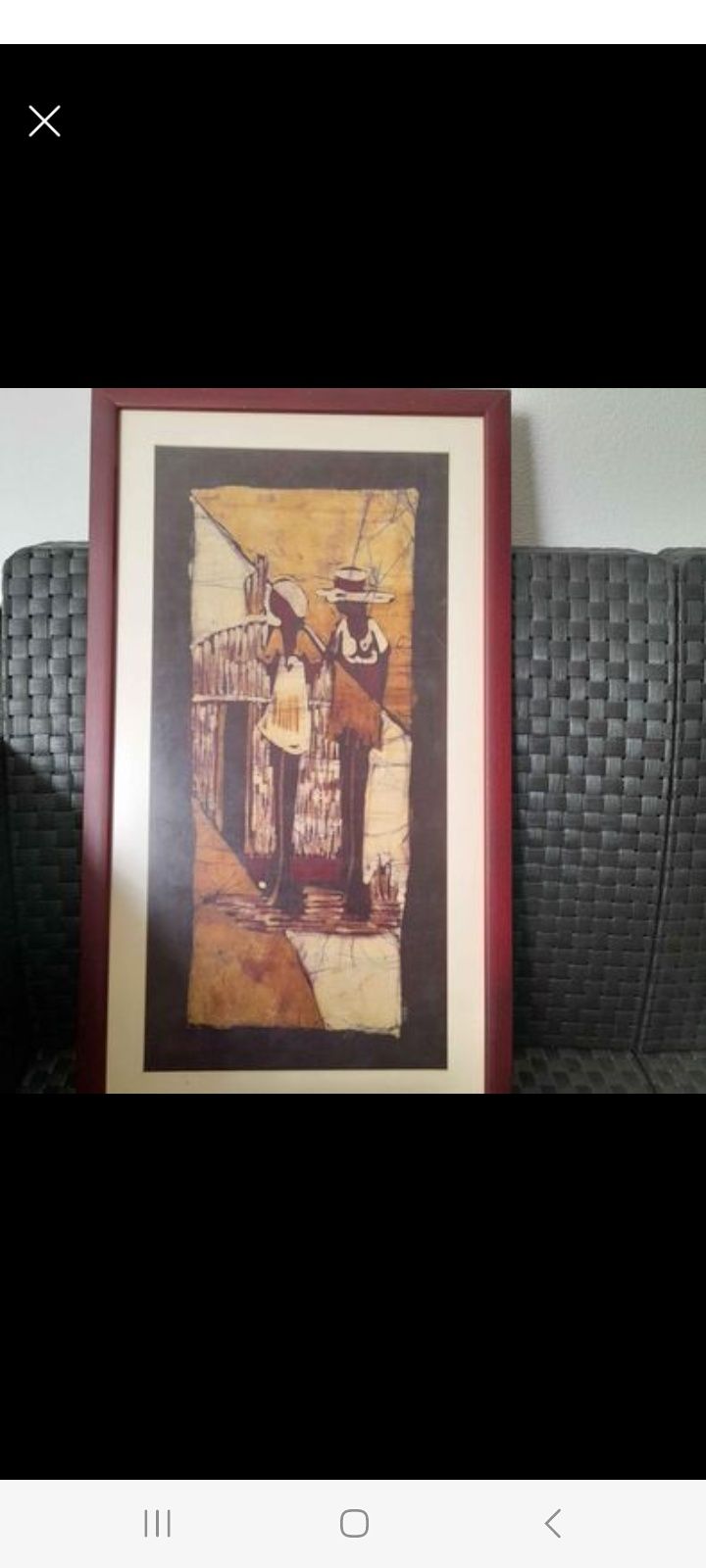 Quadro Decorativo Estilo Étnico com Moldura em Madeira - Ótimo Estado!