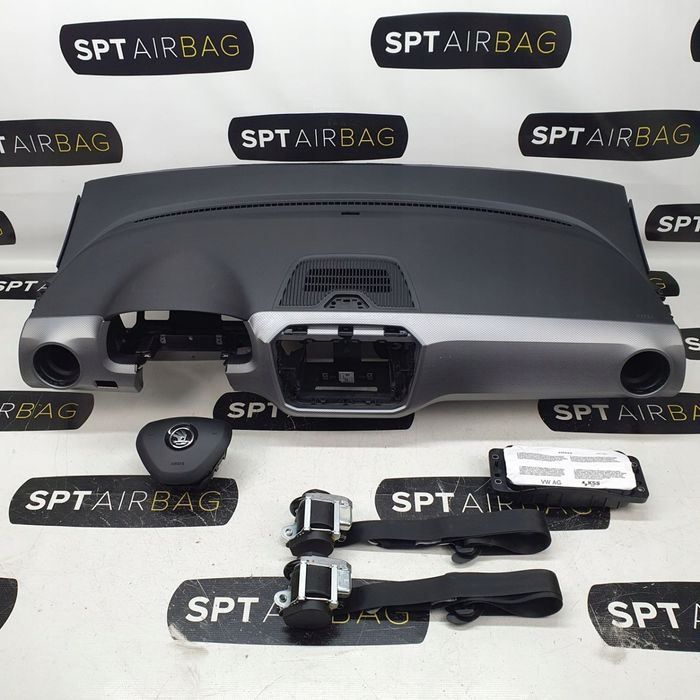 SKODA CITIGO DESKA ROZDZIELCZA KONSOLA KOKPIT PULPIT PODUSZKI AIRBAG AIR BAG PASY KIT SET