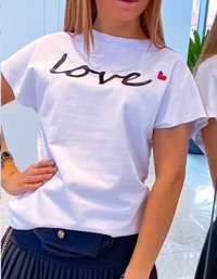 T-shirt LOVE uni biały