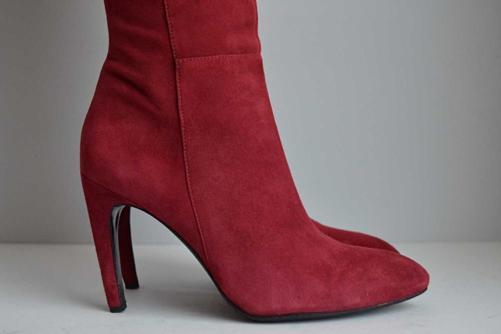 BURGUNDOWA POEZJA kozaki Via Spiga Bethany do kolana na fajnej szpilce