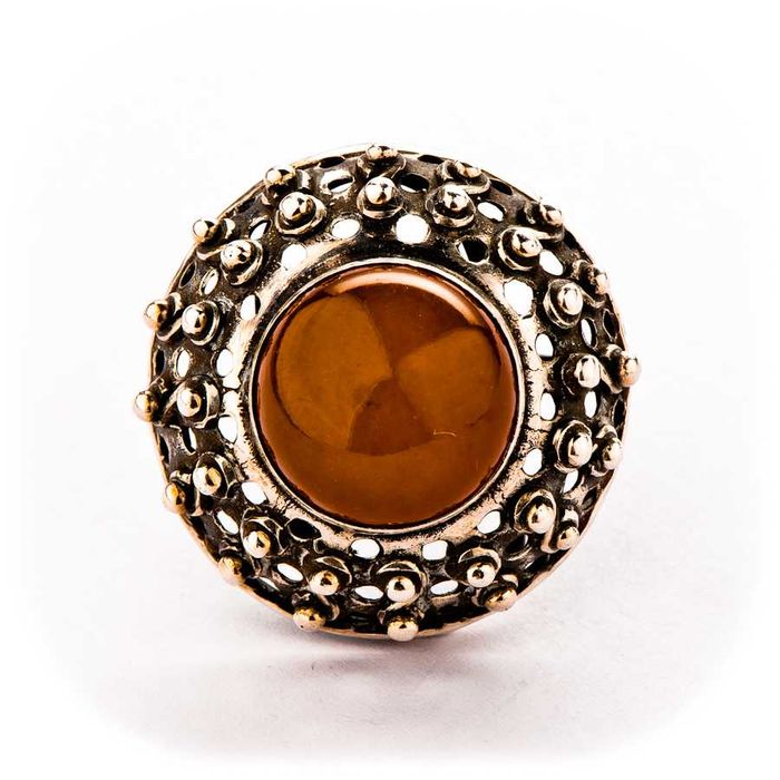 Artystyczny Srebrny Pierścionek - BURSZTYN - 16,75g - WEGAR - Kraków