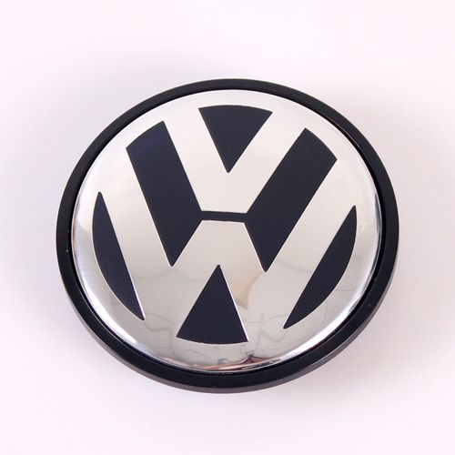 L628 4 Centros De Jante Volkswagen Preto Emblema VW 65mm Novos!