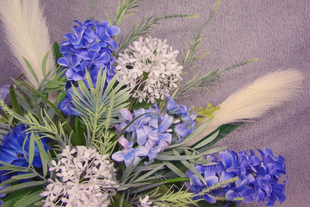 Stroik na grób cmentarz niebieski komplet nr 2w