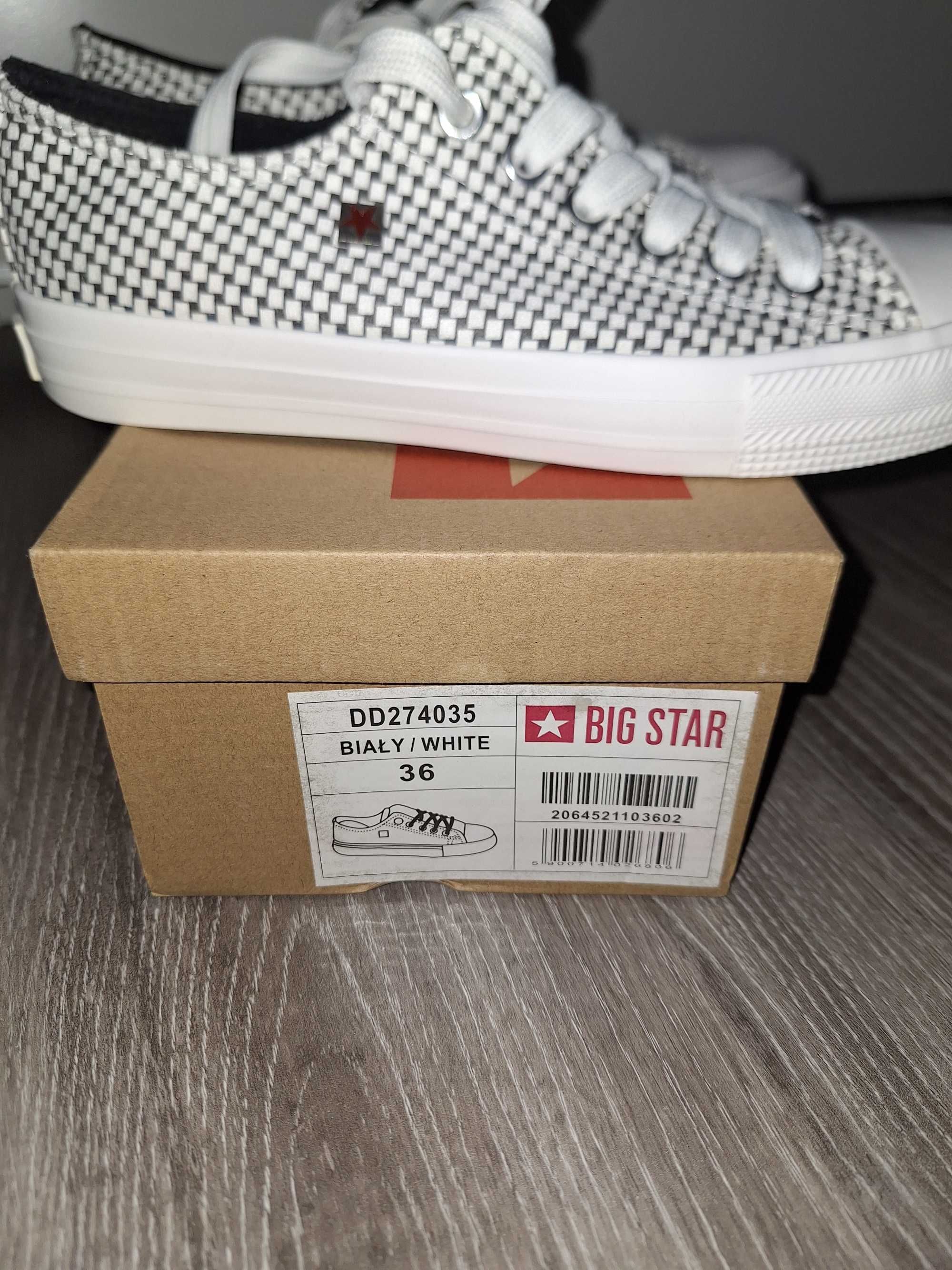 Big Star 36 trampki w kratę biało- czarne