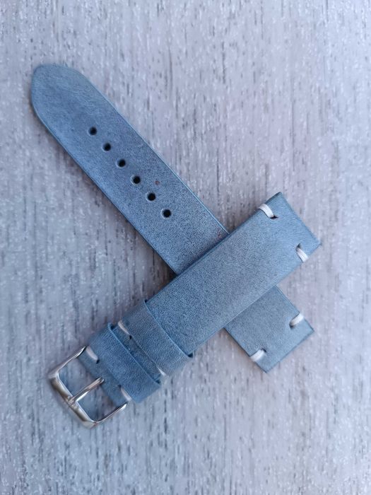 Skórzany damski pasek zegarka 18 mm jasnoniebieski