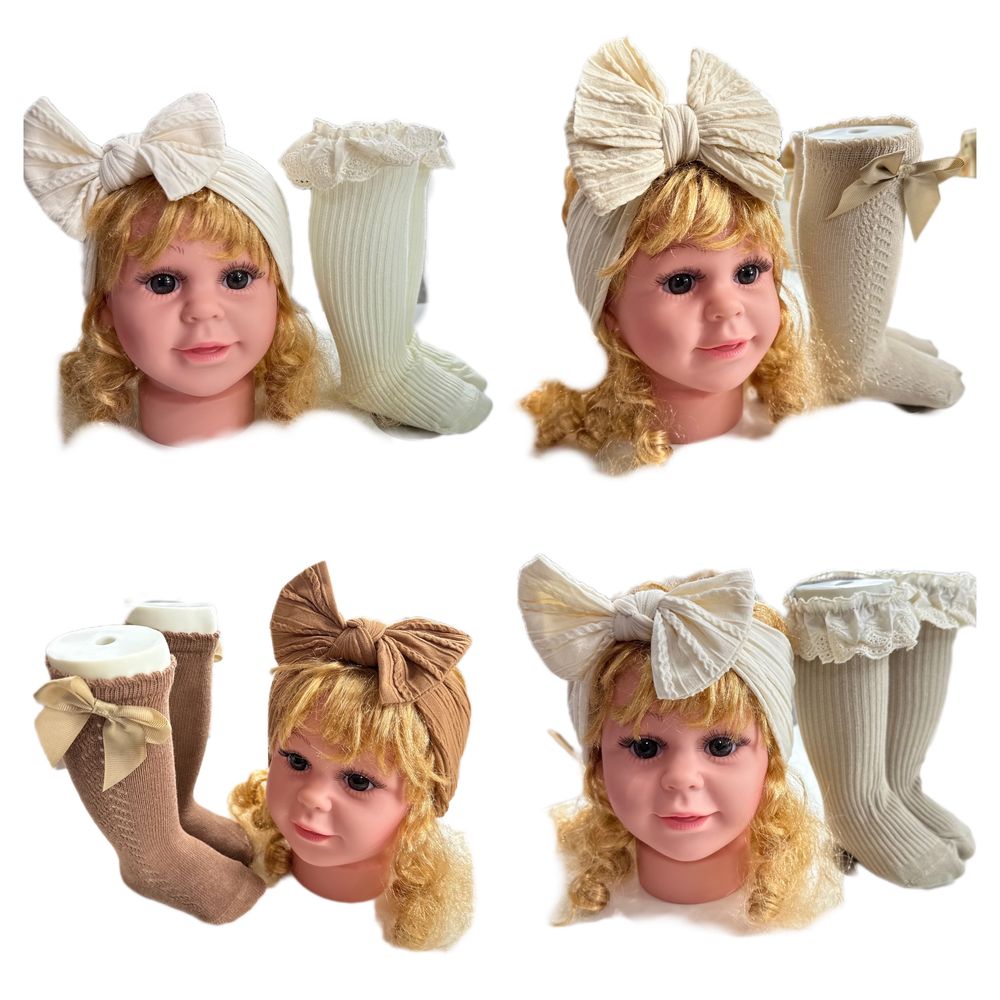 Комплект дитячі Носочки шкарпетки гольфи + повязка на голову для дівч