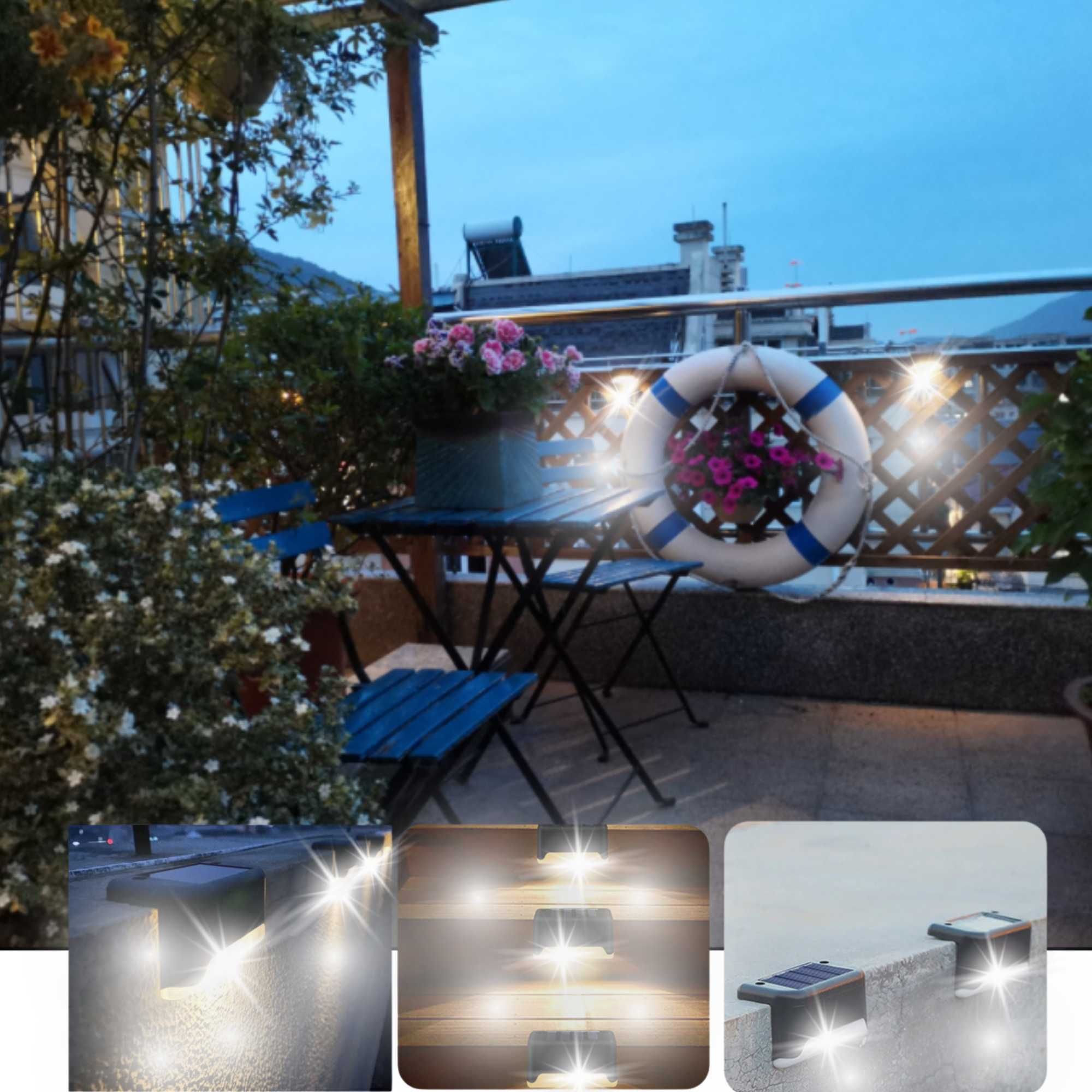 Lampa Solarna Ogrodowa LED Na Taras Schody Balkon Biały Zimny 12 sztuk