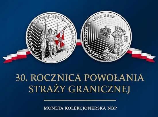 moneta NBP 10zł "30. rocznica powołania Straży Granicznej" + folder