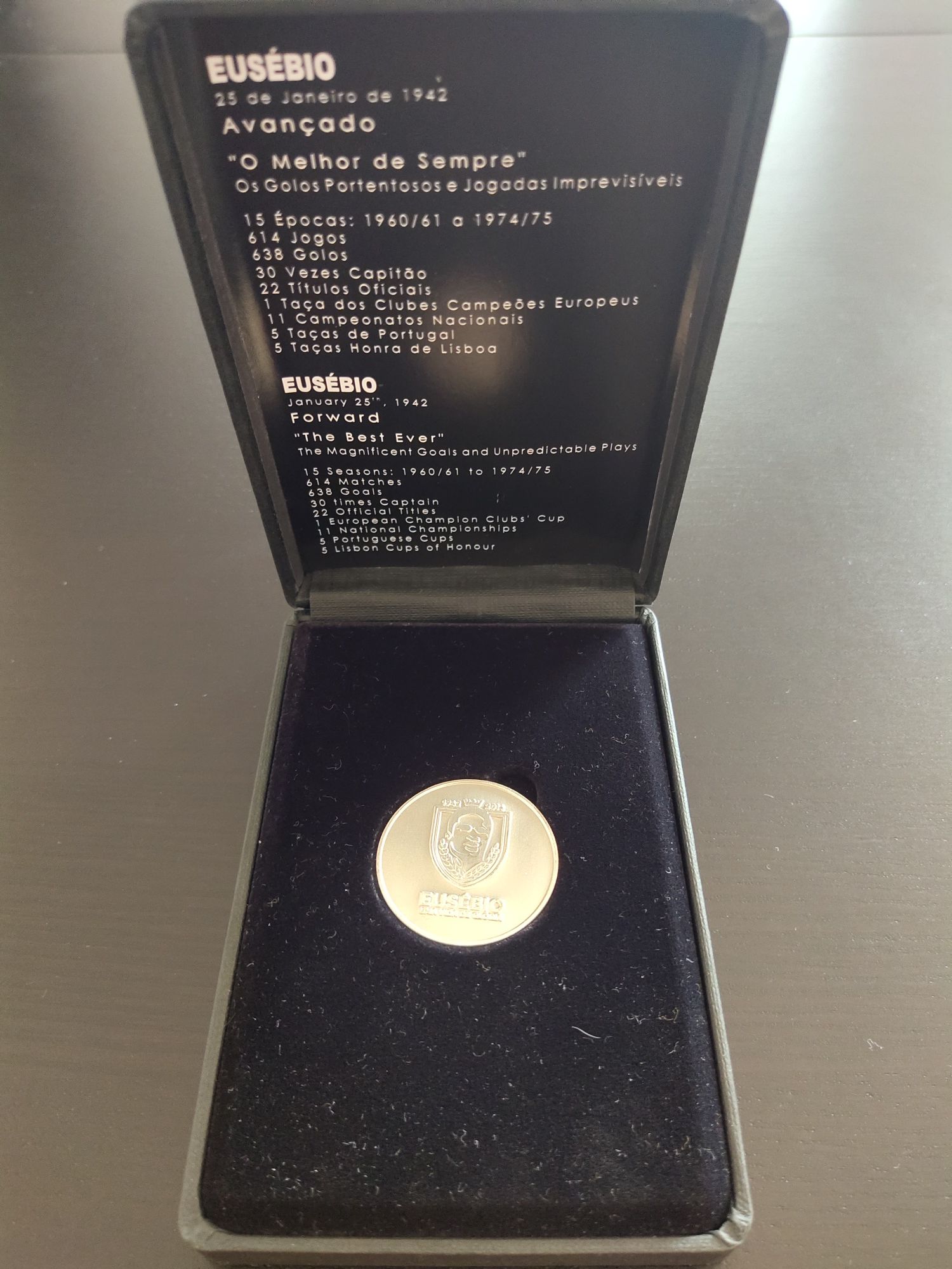 Medalha Eusébio c/ Banho em Prata