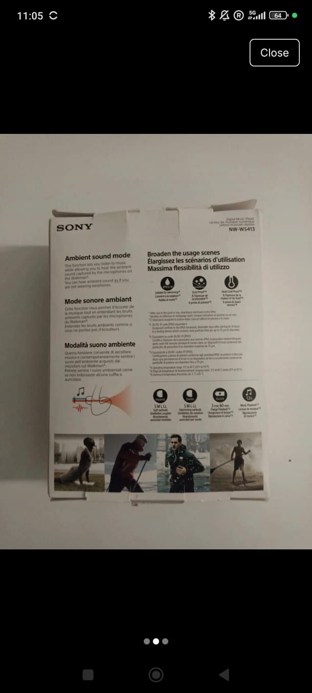 Auriculares Sony de desporto nunca usados