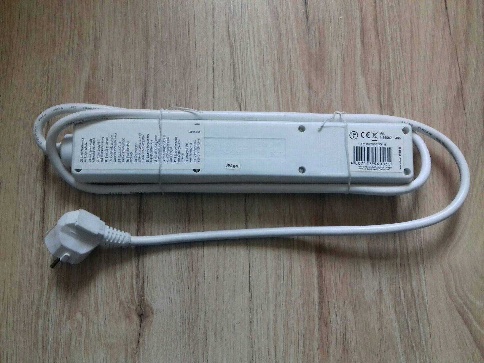 Przedłużacz elektryczny 230V 6 gniazd, 16A, 1,4m,