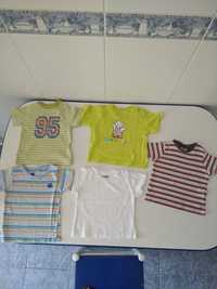 Conjunto de 5 t-shirts tamanho 9/12 meses