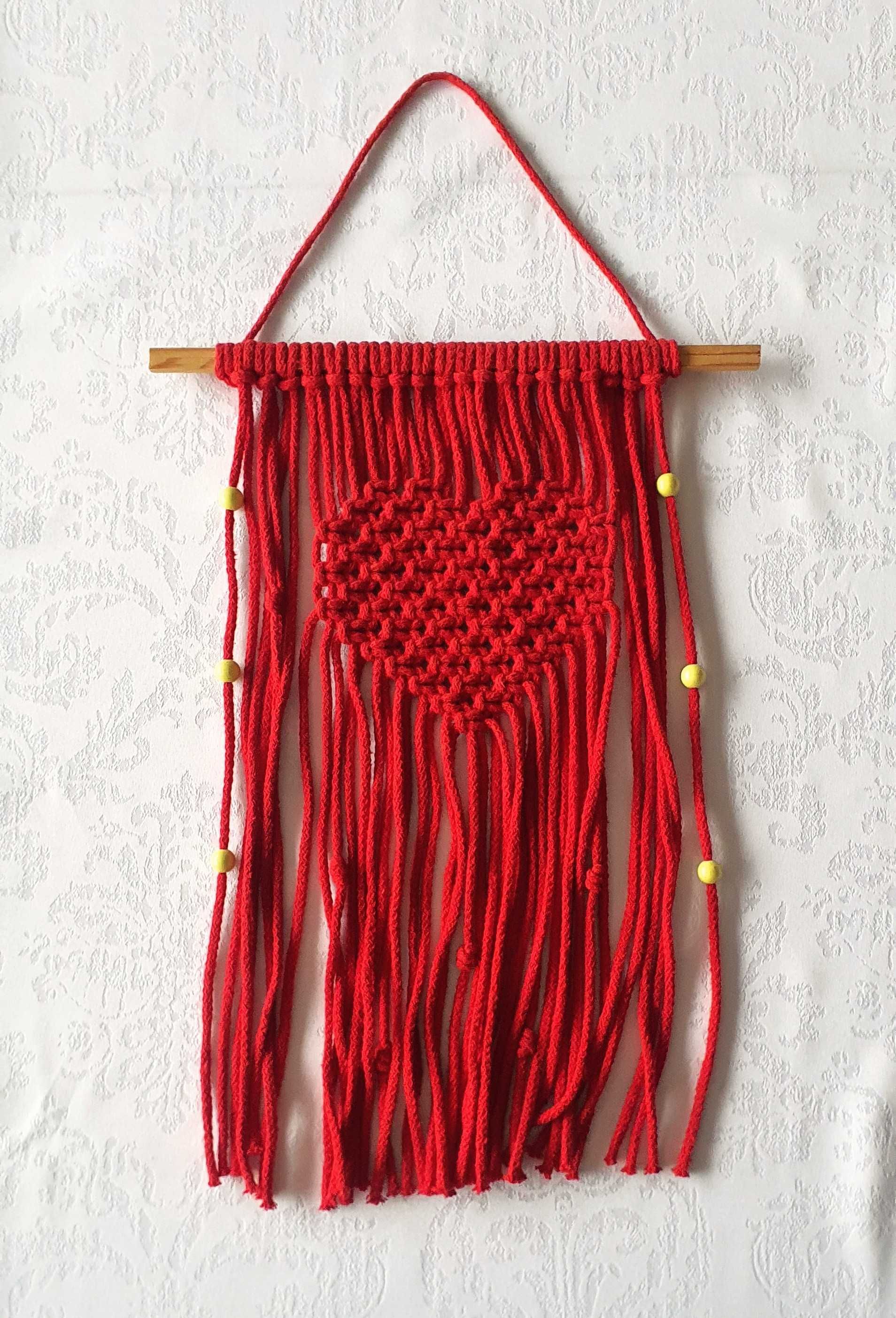 Makrama makatka ozdoba handmade boho serce heart walentynki koraliki