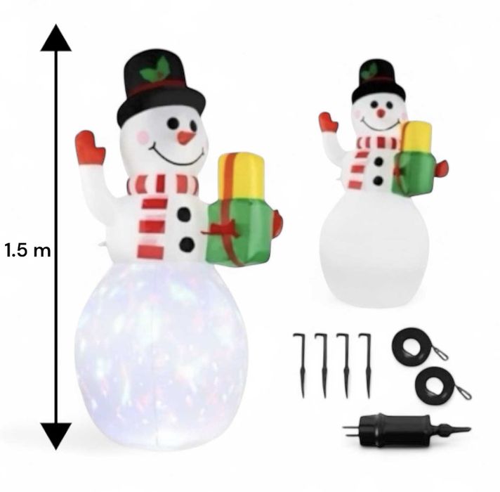 Świąteczny bałwan świecący LED 155cm WYSYŁKA 24H