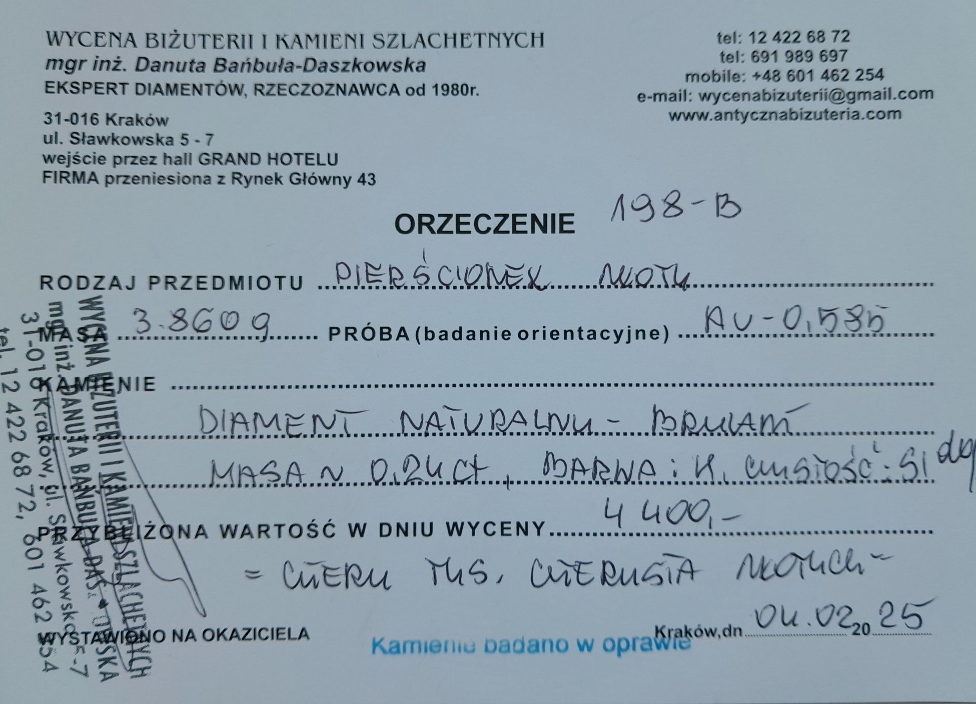 R.9 Pierścionek 3.9g Sygnet Diament 0.24ct Złoto 585 WYCENA