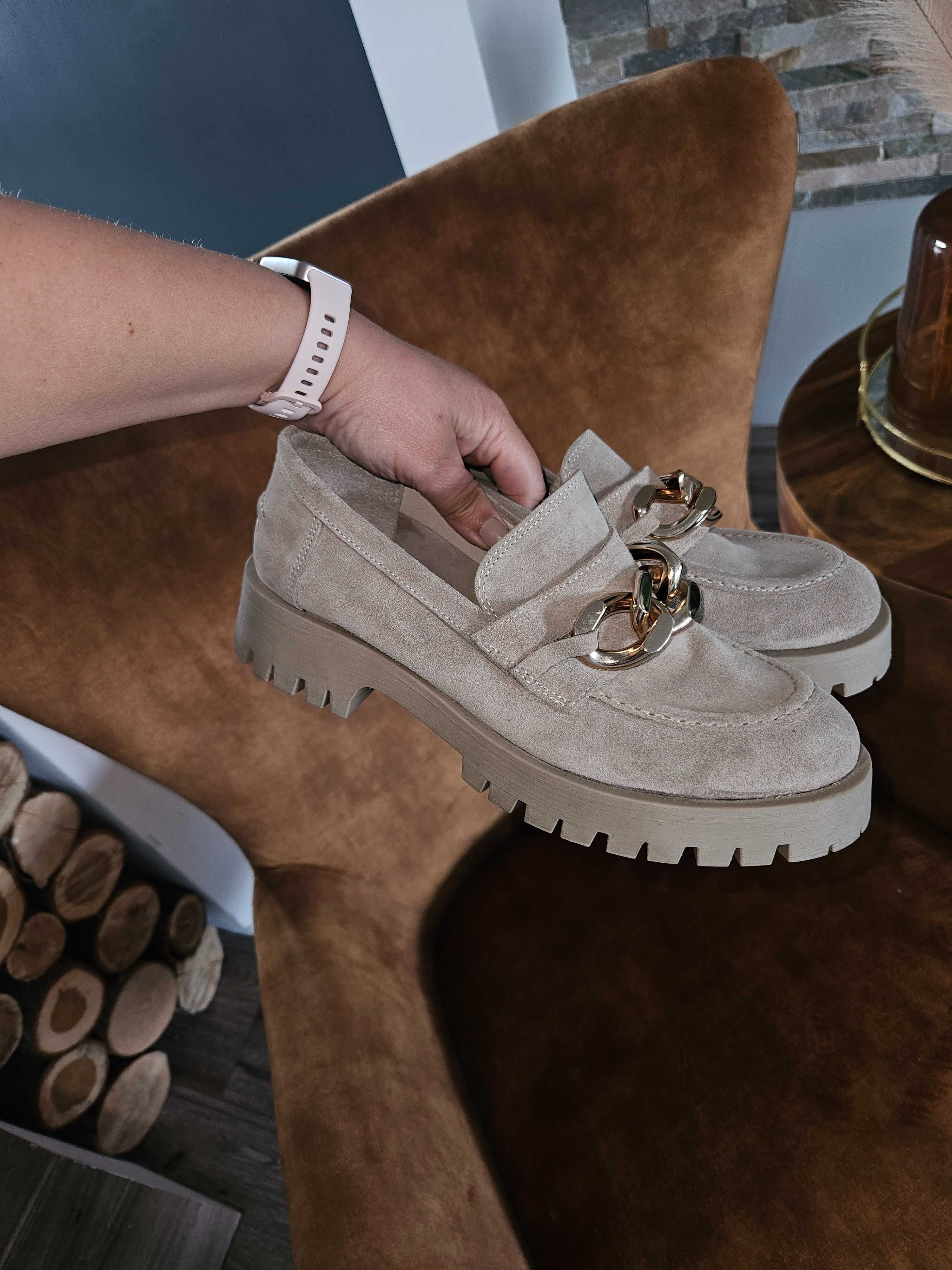Buty lofty mokasyny inuovo skora nat 41 nowe