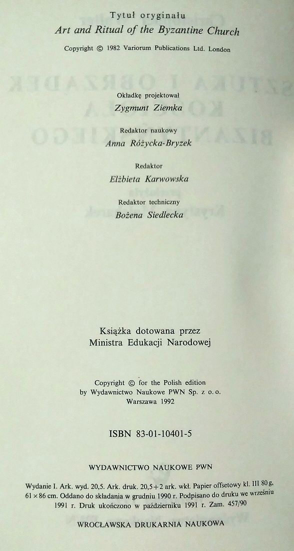 Sztuka i Obrządek Kościoła Bizantyjskiego, Christopher Walter,PWN 1992