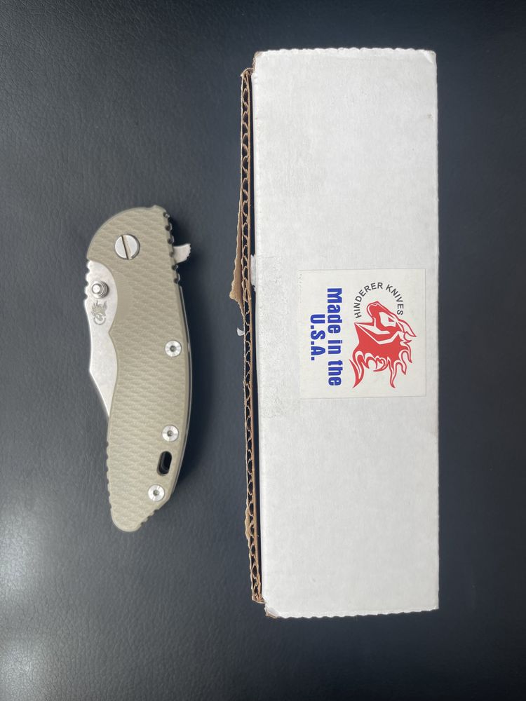 Hinderer XM-18 3.5″ Bowie Stonewash Sand G10