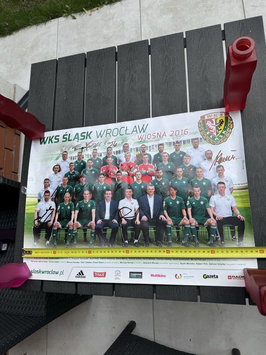 Plakat WKS ŚLĄSK WROCŁAW z podpisami