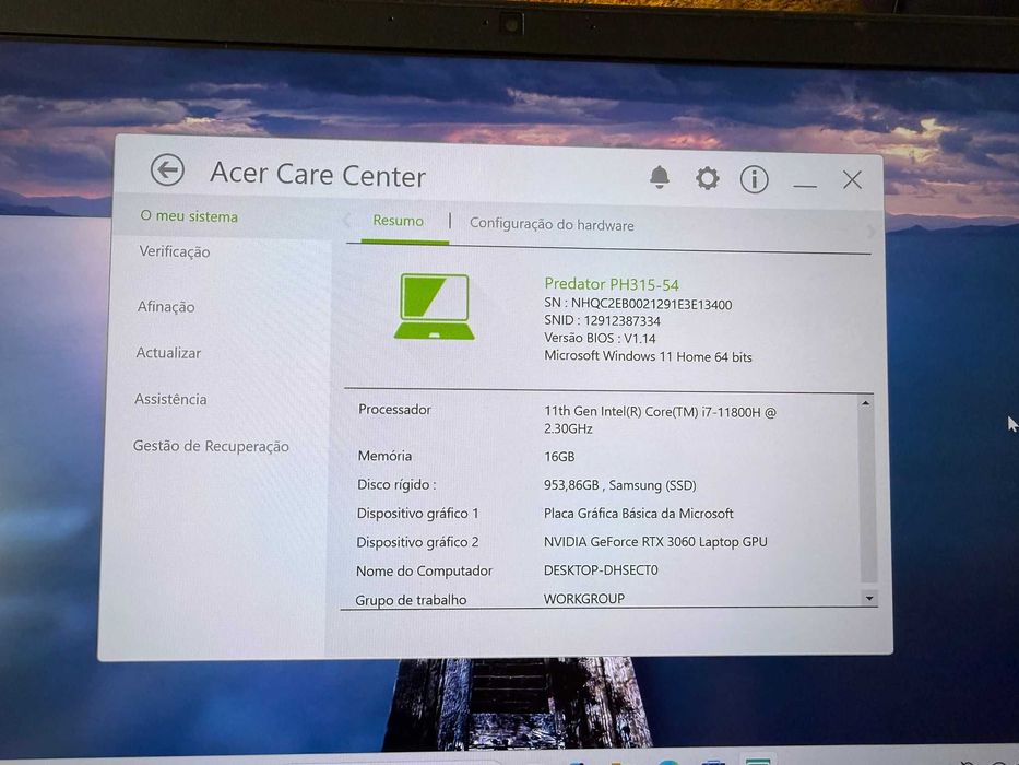 Acer Predator Helios 300 – i7 11ª Gen | RTX 3060 | 16 GB RAM | 1TB SSD
